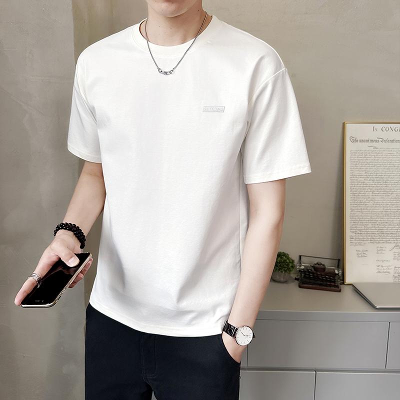 メンズ ファッション 服 男性用 オシャレ シンプル 大人 かっこいい ストリート 半袖 Tシャツ 綿 夏 ハイエンド ラウンドネック トップス