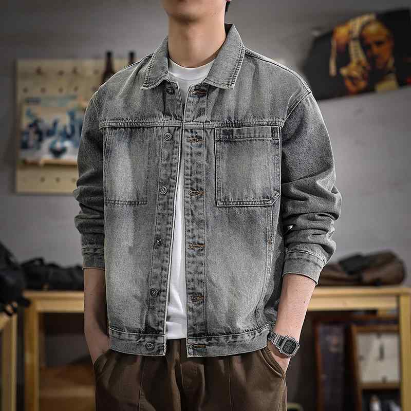 メンズ 流行り物 服 成人男性用 オシャレ 分かりやすい 成年者 かっこいい 表どおり アメリカン レトロ 古典派音楽 ウォッシュ ジーンズ 上衣 春 ハイエンド アウトドア 心地よい 上衣