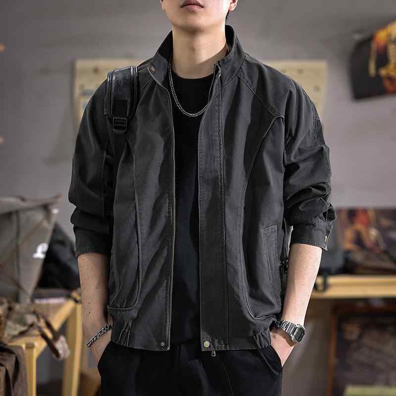 メンズ ファッション 服 男性用 オシャレ シンプル 大人 かっこいい ストリート ハイエンド アメリカン レトロ スタンドカラー ジャケット 春 トレーニングスーツ ワーク ウェア カジュアル ジャケット