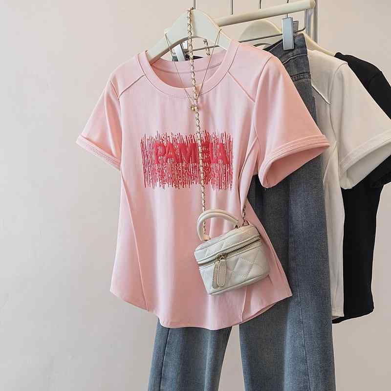 秋コーデ レディース ファッション ゆったり ストレート ショルダー 半袖 Tシャツ 大きいサイズ スリミング トップス
