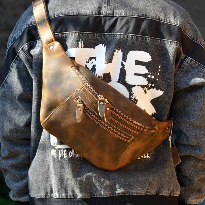 メンズ 鞄 カバン バック ファッション オシャレ アイテム 小物 レザー レトロ 大容量 チェスト バッグ メンズ バッグ 革 ショルダー クロス ボディ バッグ 牛革 バイク オールド ウエスト スポーツ
