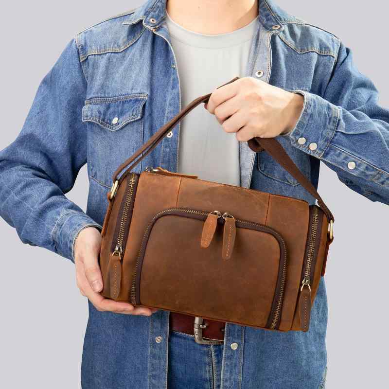 メンズ 鞄 カバン バック ファッション オシャレ アイテム 小物 レザー レトロ メンズ クロス ボディ バッグ 筒形 ショルダー バッグ 最上層牛革 カジュアル メッセンジャー バッグ 革 バッグ