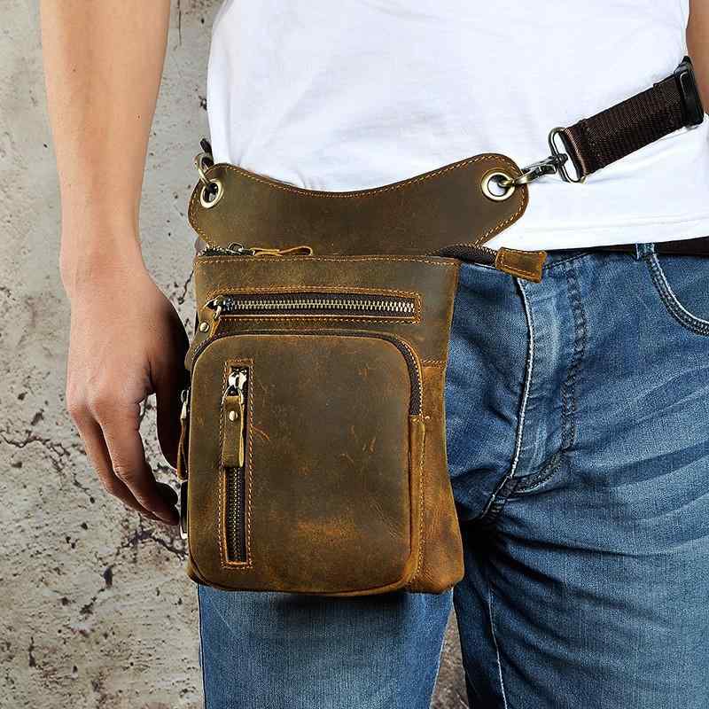 メンズ 鞄 カバン バック ファッション オシャレ アイテム 小物 メンズ 革 ウエスト バッグ 多機能 大容量 レッグ バッグ 最上層牛革 レトロ ショルダー クロス ボディ バッグ