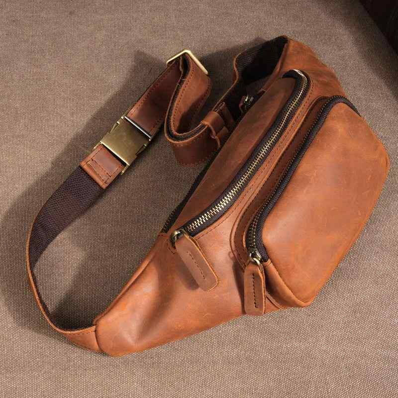 メンズ 鞄 カバン バック ファッション オシャレ アイテム 小物 革 レトロ アメリカン レジャー バイク バッグ 最上層牛革 メンズ チェスト バッグ ウエスト ショルダー バッグ