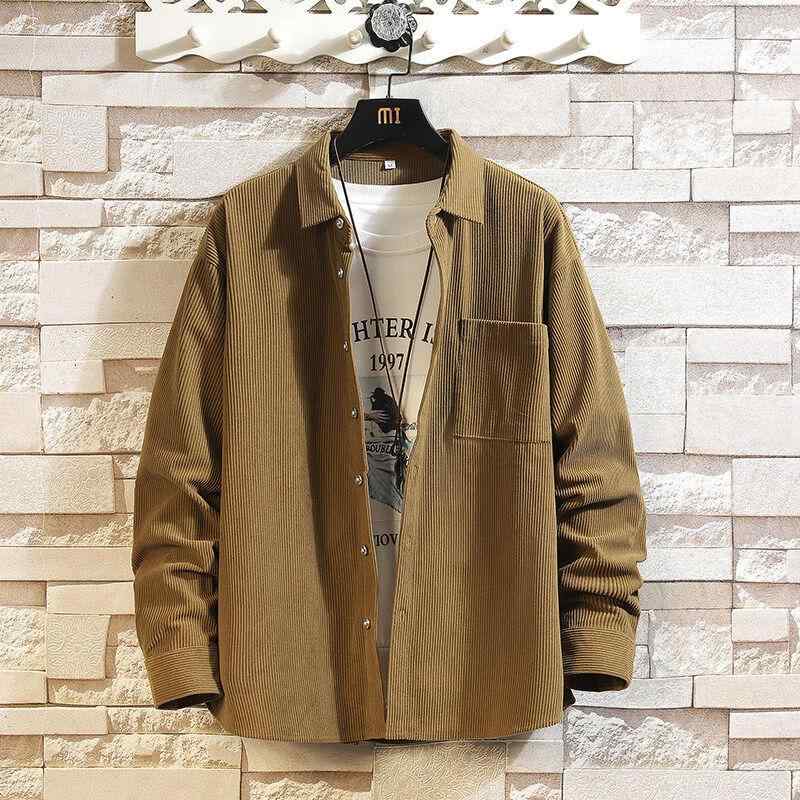 メンズ ファッション 服 男性用 オシャレ シンプル 大人 かっこいい ストリート 無地 大きめ トップス カジュアル コーデュロイ シャツ ゆったり 長袖 シャツ ジャケット