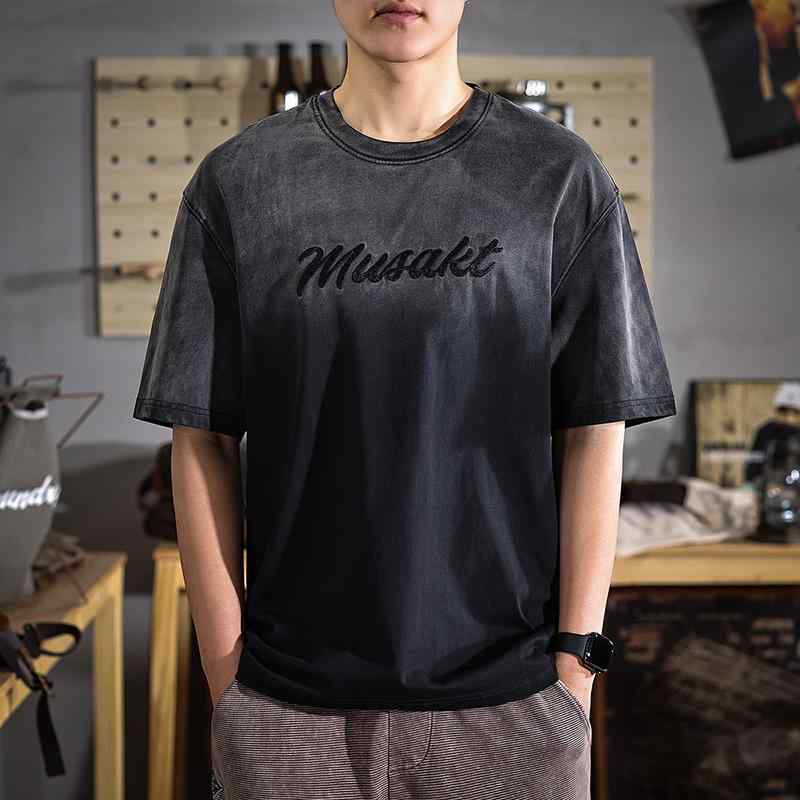 メンズ 流行り物 服 成人男性用 オシャレ 分かりやすい 成年者 かっこいい 表どおり アメリカン レトロ 半袖 ティーシャツ 夏 グラデーション タイダイ 不都合処理 綿 Tシャツ・カットソー-トップス-メンズファッション