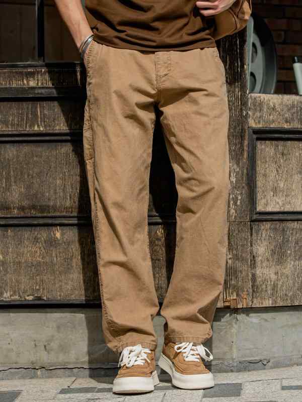 メンズ ファッション 服 男性用 オシャレ シンプル 大人 かっこいい ストリート アメリカン レトロ カーキ パンツ ストレート コットン カジュアル 夏 ゆったり ワーク