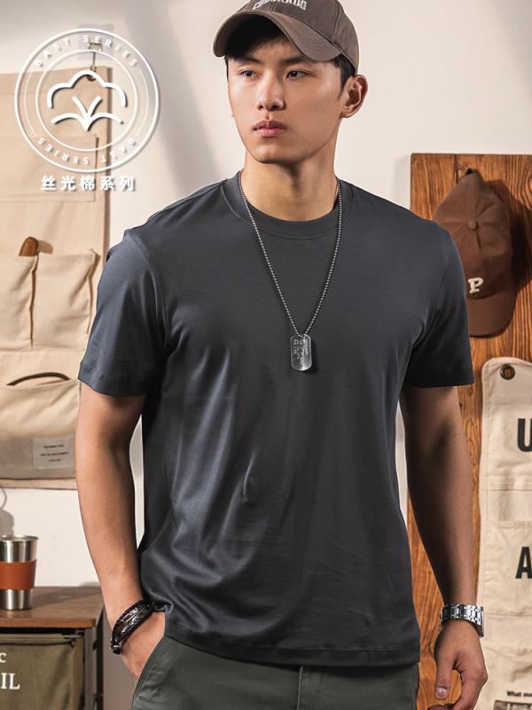 メンズ ファッション 服 男性用 オシャレ シンプル 大人 かっこいい ストリート アメリカン レトロ グレー ハイエンド シルケット加工 半袖 夏 7A コットン ストレート ショルダー Tシャツ