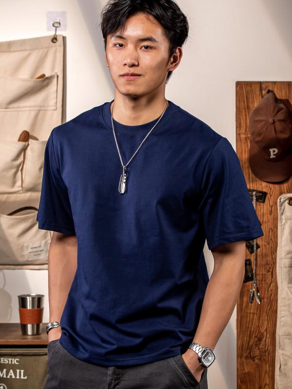メンズ ファッション 服 男性用 オシャレ シンプル 大人 かっこいい ストリート ルパン ネイビーブルー クール ショルダー Tシャツ 夏 アウトドア ゆったり ラウンドネック 半袖