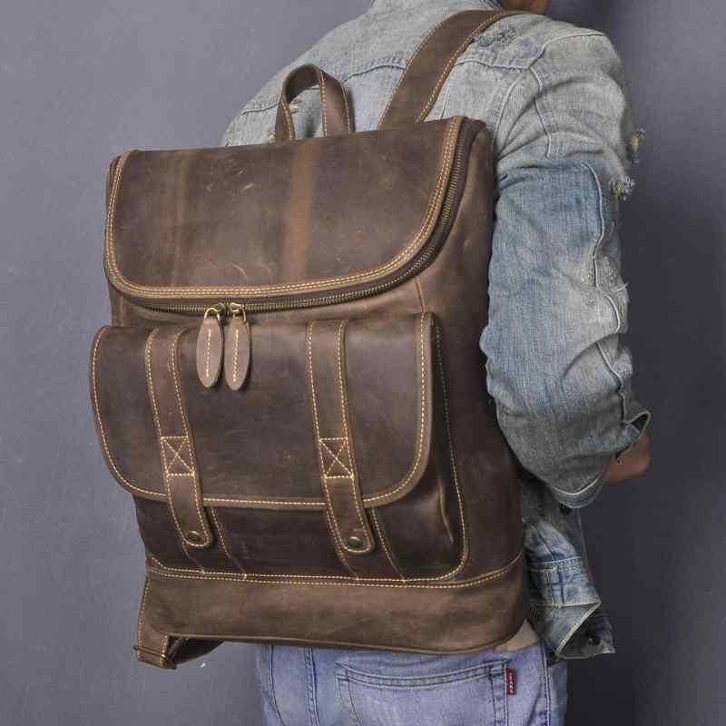 メンズ 鞄 カバン バック ファッション オシャレ アイテム 小物 レザー 牛革 レトロ メンズ 大容量 バック パック コンピュータ PC 収納 バッグ ｜リコット