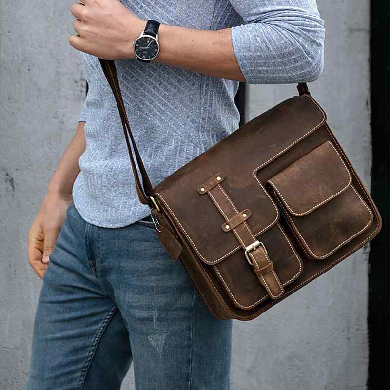 メンズ 鞄 カバン バック ファッション オシャレ アイテム 小物 レザー メンズ バッグ 牛革 レトロ ショルダー バッグ カジュアル 革 メッセンジャー バッグ ショルダー クロス ボディ バッグ