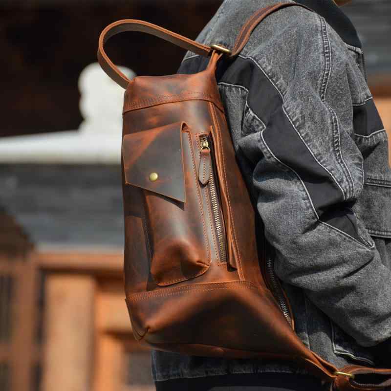 メンズ 鞄 カバン バック ファッション オシャレ アイテム 小物 レザー メンズ チェスト バッグ 大容量 バック パック レトロ ショルダー バッグ 革 メンズ バッグ 登山 バッグ