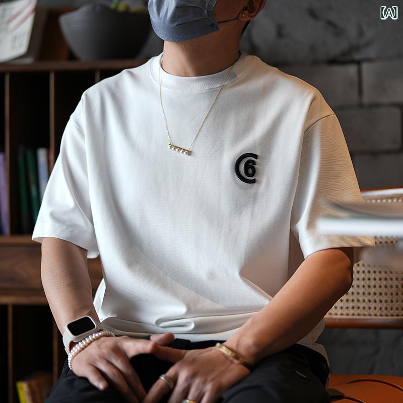 メンズ ファッション 服 男性用 オシャレ シンプル 大人 かっこいい 大きいサイズ ストリート 紳士服 アメリカ ストリート レター 刺繍 半袖 T シャツ 春 快適 カジュアル 半袖 T シャツ