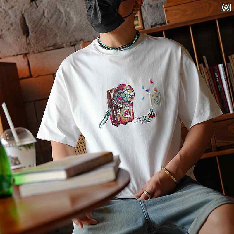 メンズ 流行り物 服 成人男性用 オシャレ 分かりやすい 成年者 かっこいい 気が大きい大きさ 表どおり 成人男性服 流行り物 刷り上げる 刺しゅう 半袖 T プルオーバー 夏 継ぎ切れ 心地よい 半袖 T プルオーバー