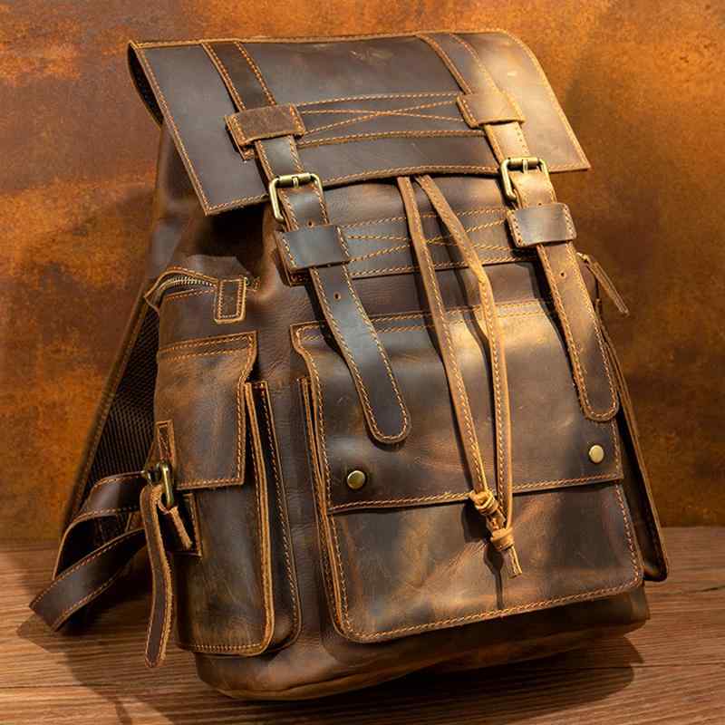 メンズ 鞄 カバン バック ファッション オシャレ アイテム 小物 レトロ レザーバック パック メンズ 大容量 トラベル バック メンズ コンピュータ PC 収納 バッグ アメリカン