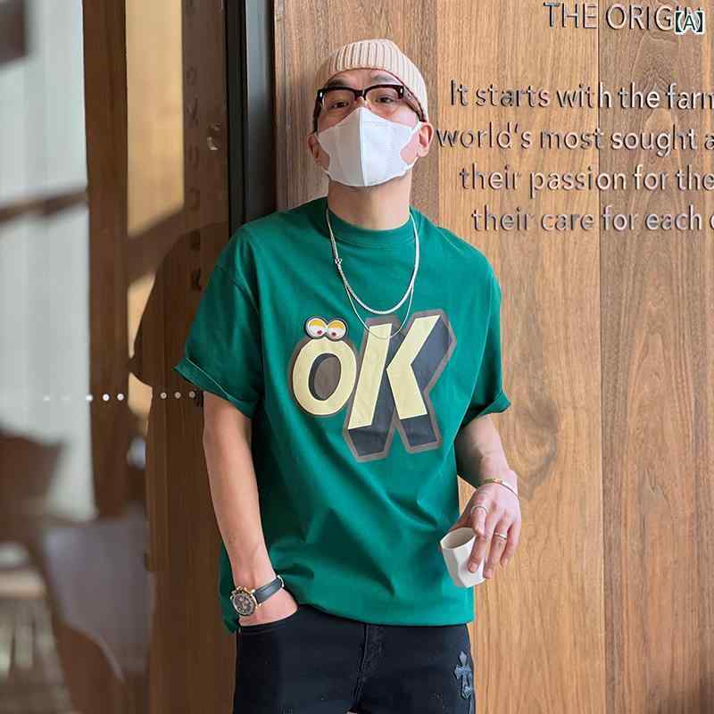 メンズ ファッション 服 男性用 オシャレ シンプル 大人 かっこいい 大きいサイズ ストリート 紳士服 アメリカン 半袖 T シャツ 春 パッチ プリント T シャツ ヘビー ベース トップス