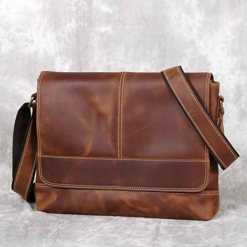 メンズ 鞄 カバン バック ファッション オシャレ アイテム 小物 レザー メンズ バッグ レトロ ショルダー バッグ 水平 メッセンジャー バッグ 最上層牛革 クロス ボディ バッグ |リコット