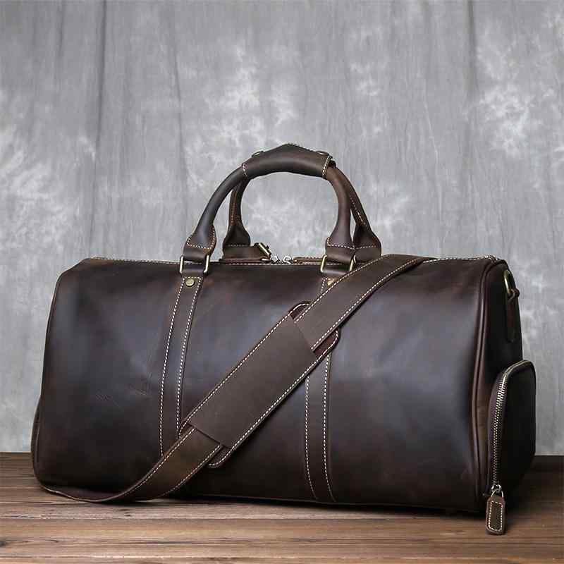 メンズ 鞄 カバン バック ファッション オシャレ アイテム 小物 レトロ レザー トラベル バッグ メンズ 最上層牛革 ポータブル フィットネスバイク バッグ 大容量 出張 メッセンジャー バッグ