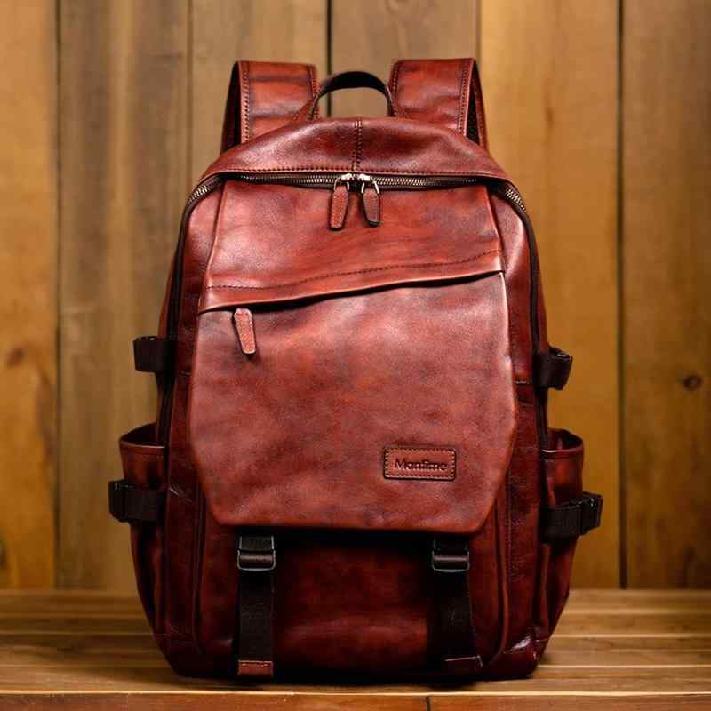 メンズ 鞄 カバン バック ファッション オシャレ アイテム 小物 スロー タイム ハンド ブラッシュ 最上層牛革 タンニン なめし 牛革 バック パック 大容量 革 通勤 旅行 コンピュータ PC 収納 ー バッグ |リコット