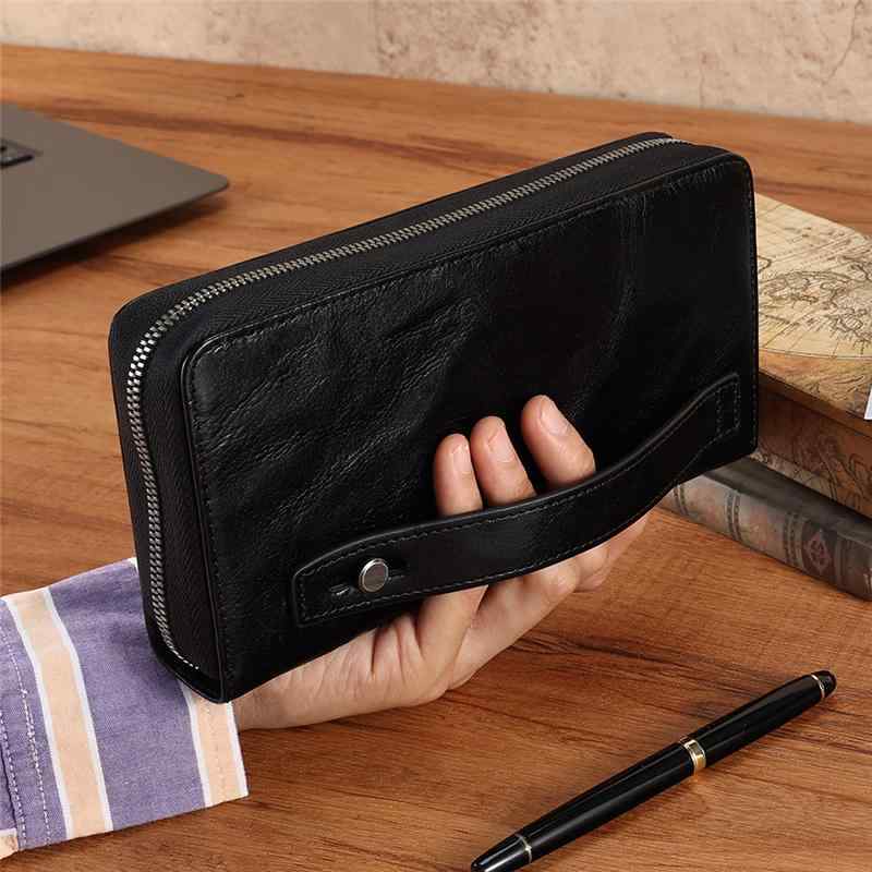 メンズ ファッション オシャレ アイテム 小物 ブラシシールド 財布 なめし 牛革 携帯電話 ポーチ 財布 大容量 ロング マルチ カードスロット クラッチ バッグ