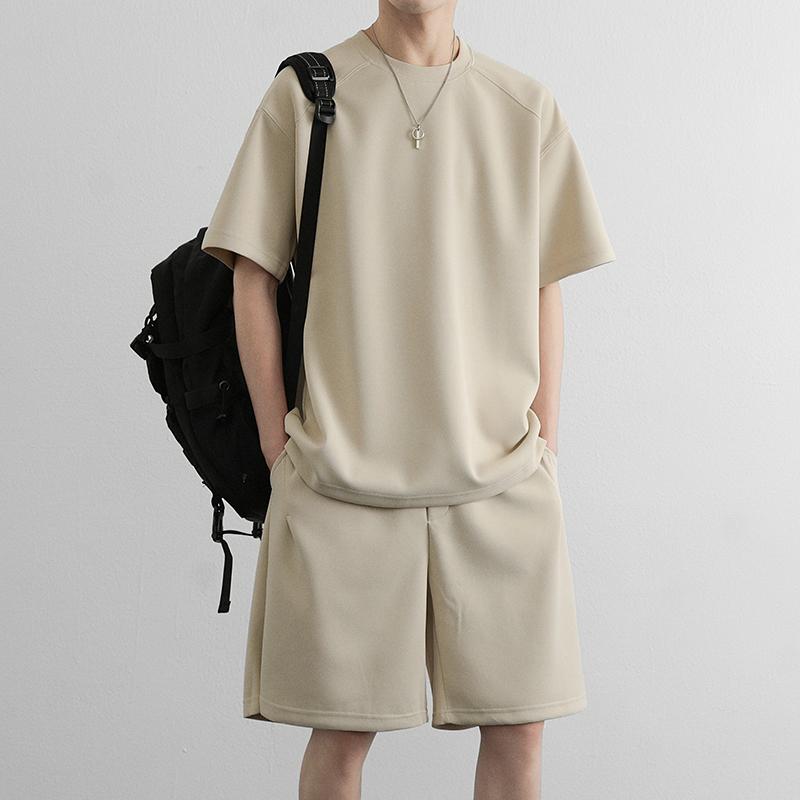 メンズ ファッション 服 男性用 オシャレ シンプル 大人 かっこいい ストリート ハイエンド 夏 スーツ 冷感 アメリカン ストリート 半袖 パンツ カジュアル スポーツ Tシャツ セット ｜リコット