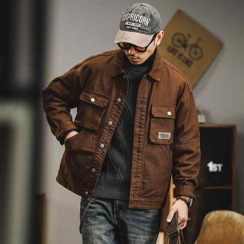 メンズ ファッション 服 男性用 オシャレ シンプル 大人 かっこいい ストリート アメリカン レトロ マルチポケット ワーク ジャケット スタイル デニム ジャケット ベルベット 厚手 7,634円