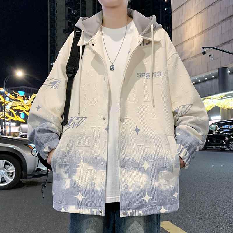 メンズ 流行り物 服 成人男性用 オシャレ 分かりやすい 成年者 かっこいい 表どおり 取りはらい能力のある ボンネット 上衣 春 秋 グラデーション トップス