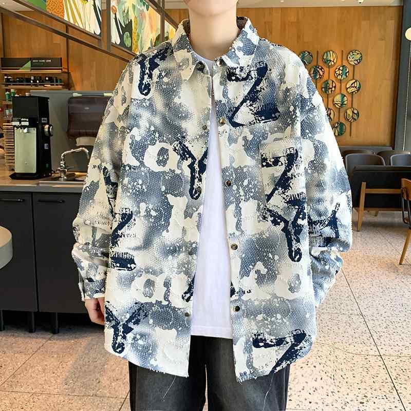 メンズ ファッション 服 男性用 オシャレ シンプル 大人 かっこいい ストリート 長袖 コットン シャツ ハイエンド タイダイ ジャケット カジュアル シャツ