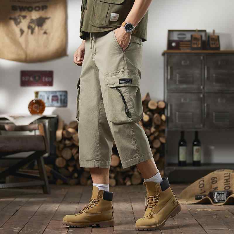 メンズ ファッション 服 男性用 オシャレ シンプル 大人 かっこいい ストリート アメリカン レトロ タフ ワーク ウェアクロップド パンツ 夏 ストレート アウトドア カジュアル パンツ