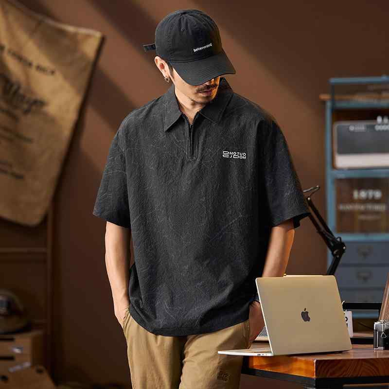 メンズ ファッション 服 男性用 オシャレ シンプル 大人 かっこいい ストリート ブラック カジュアル ポロ シャツ 半袖 アメリカン 夏 速乾 Tシャツ トップス