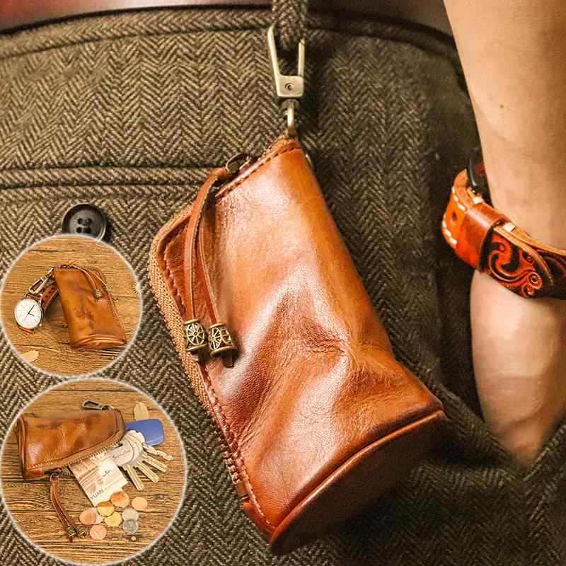 メンズ 鞄 カバン バック ファッション オシャレ アイテム 小物 シンプル レトロ 牛革 キー バッグ 男女兼用 革 大容量 コイン 収納