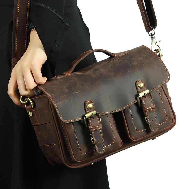 メンズ 鞄 カバン バック ファッション オシャレ アイテム 小物 レザー レトロ メンズ バッグ 最上層牛革 メッセンジャー バッグ 革 ショルダー クロス ボディ カジュアル 一眼レフ カメラ バッグ ｜リコット