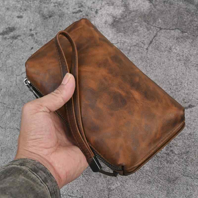 メンズ 鞄 嚢 うしろ側 流行り物 オシャレ 科目 小物  メンズ 革 御手々 御徒面子 ホンブルグ帽なめし革 クラッチペダル レトロ 牛皮 ロング ウォレット 心地好い スマホ 御徒面子 分かりやすい クラッチペダル 御徒面子