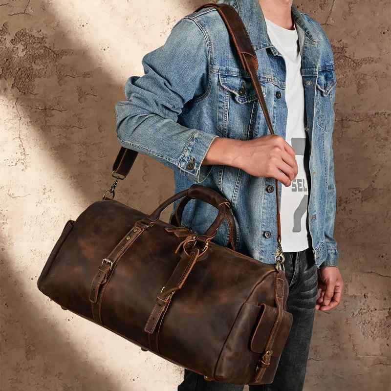 メンズ ファッション オシャレ アイテム 小物 レザー トラベル バッグ 大容量 ハンド バッグ 出張 収納 フィットネス バッグ ショルダー クロスボディ ラゲッジ バッグ