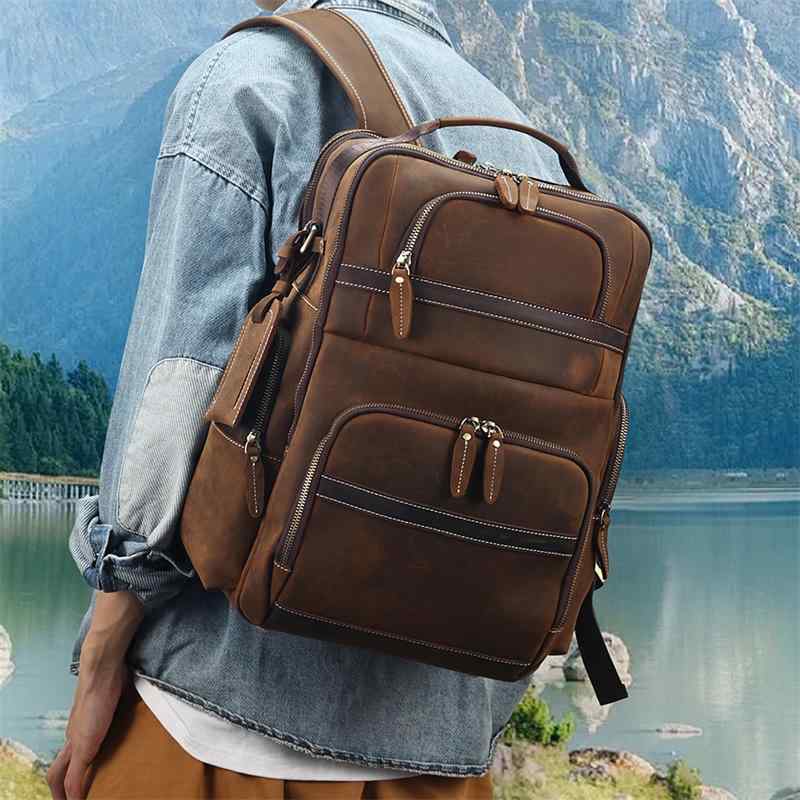 メンズ ファッション オシャレ アイテム 小物 アメリカン レトロ 大容量 旅行 革 バックパック カジュアル バックパック コンピュータ PC バッグ スクール バッグ アウトドア ｜リコット