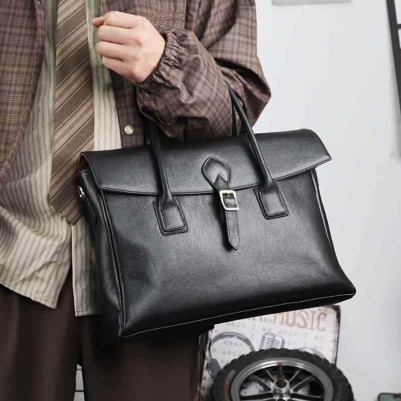 メンズ ファッション オシャレ アイテム 小物 タンニン なめし 牛革 ハイエンド ブリーフ ケース 通勤 ハンド バッグ 革 ショルダー クロスボディ コンピュータ PC