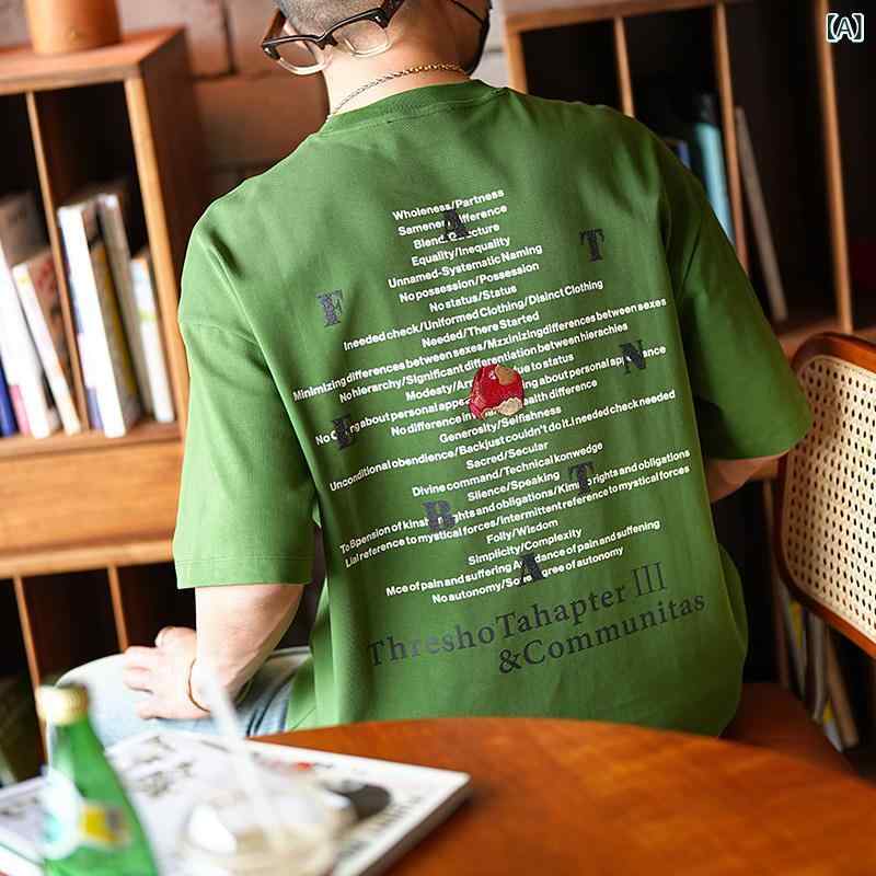 メンズ 流行り物 服 成人男性用 オシャレ 分かりやすい 成年者 かっこいい 大層らしい大きさ 表どおり 成人男性服 アメリカン 盛りだくさん うしろ側 レタリング 刷り上げる 半袖 T プルオーバー 夏 ゆったり