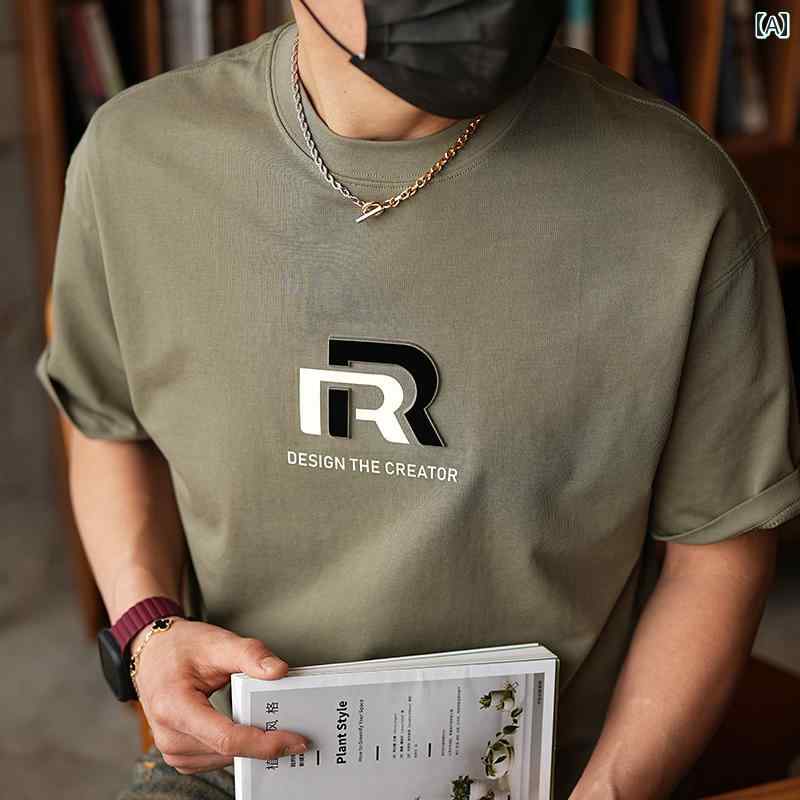 メンズ ファッション 服 男性用 オシャレ シンプル 大人 かっこいい 大きいサイズ ストリート 紳士服 アメリカン ストリート カジュアルインナー シャツ T シャツ シンプル レター 快 半袖 T シャツ