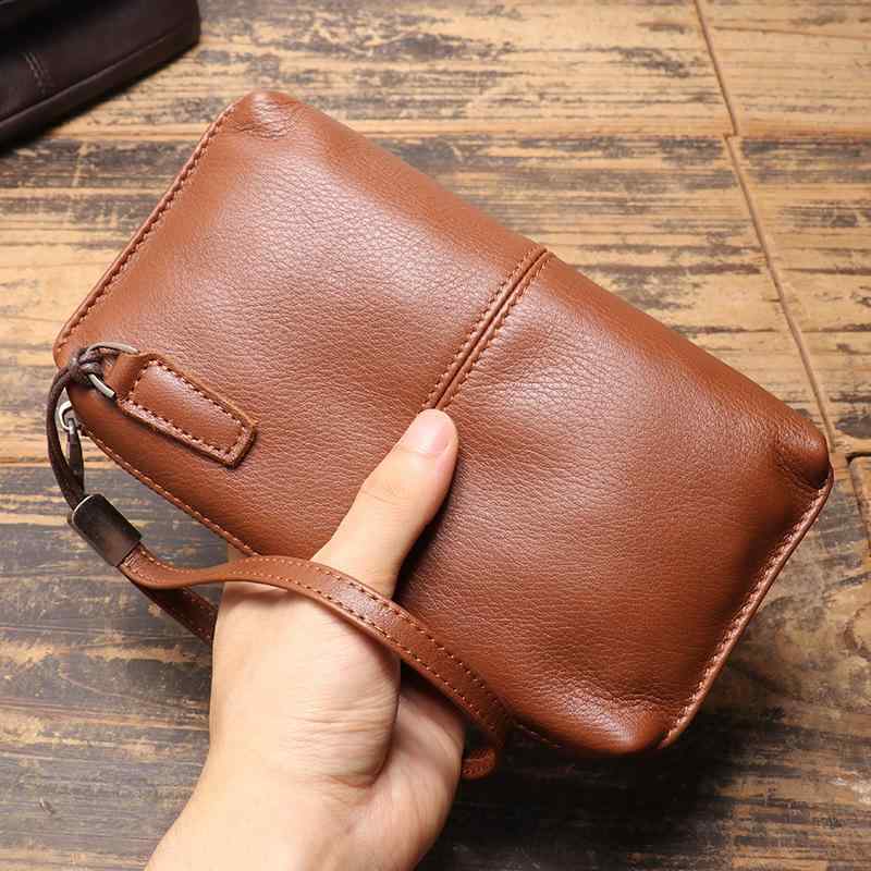 メンズ 鞄 カバン バック ファッション オシャレ アイテム 小物 メンズ 革 ハンド バッグ ソフト レザーハンド バッグ レトロ 牛革 長財布 カジュアル 携帯 バッグ シンプル クラッチ バッグ
