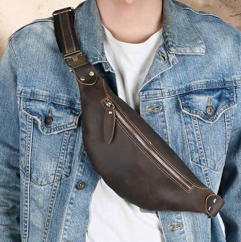 メンズ 鞄 カバン バック ファッション オシャレ アイテム 小物 レトロ 最上層牛革 カジュアル 携帯電話 ウエスト バッグ 革 メンズ スポーツ チェスト ランニング アウトドア ショルダー クロス ボディ バッグ