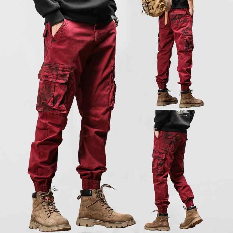 メンズ ファッション 服 男性用 オシャレ シンプル 大人 かっこいい ストリート 赤 レッグ カジュアル パンツ 迷彩 ロング