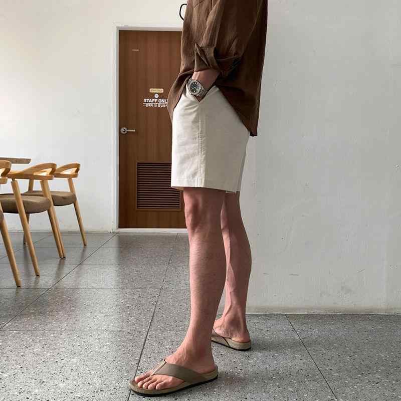 ズボン下 成人男性用 麻 綿 余暇 夏 ワイドレッグ 5分丈  砂浜 丈 軽さ 通気性 好いたらしい 心地よい 普段使い