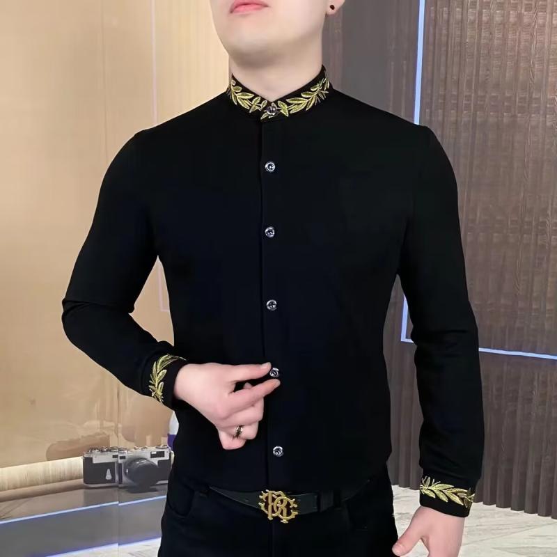 メンズ ファッション 服 用 オシャレ シンプル 大人 かっこいい ストリート 夏コーデ トップス シャツ スリムフィット スタンドカラー トップス カジュアル 長袖
