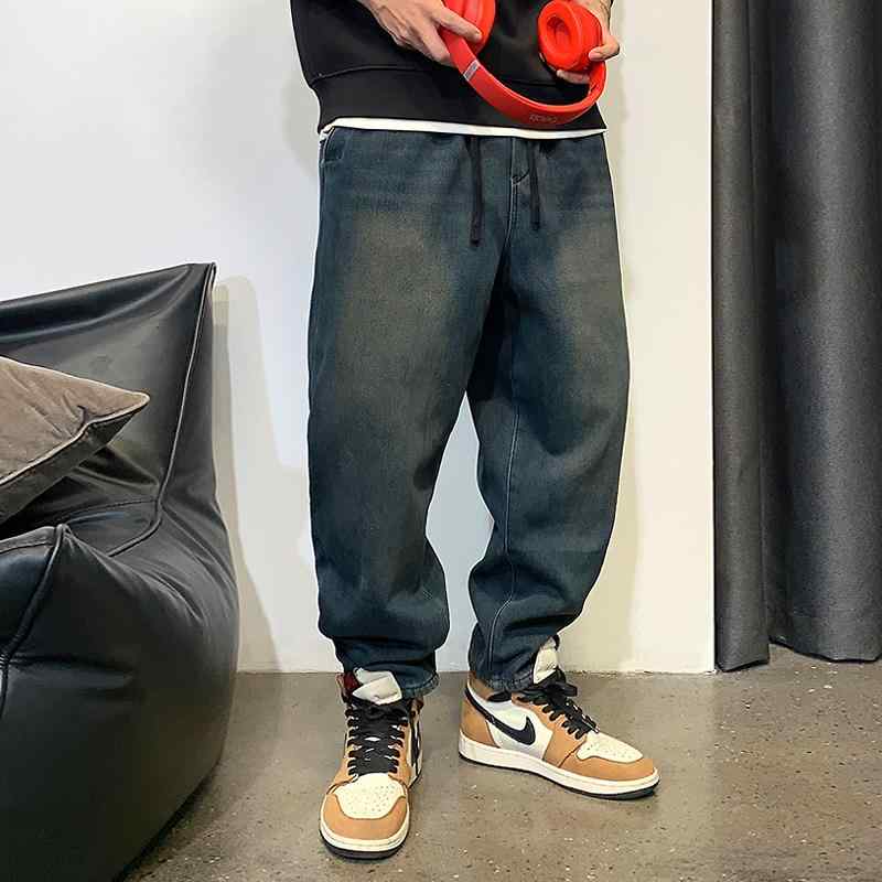 秋　冬 コーデ メンズ 服 シンプル ファッション オシャレ 大人 かっこいい 大きいサイズ ストリート 紳士服 アメリカン レトロ ストリート ジーンズ ワイド レッグ ストレート パンツ