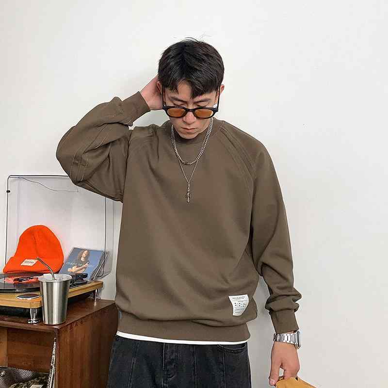秋　冬 コーデ メンズ 服 シンプル ファッション オシャレ 大人 かっこいい 大きいサイズ ストリート 紳士服 アメカジ ハイエンド プルオーバー スウェットシャツ インナー ラウンドネック シャツ｜リコット