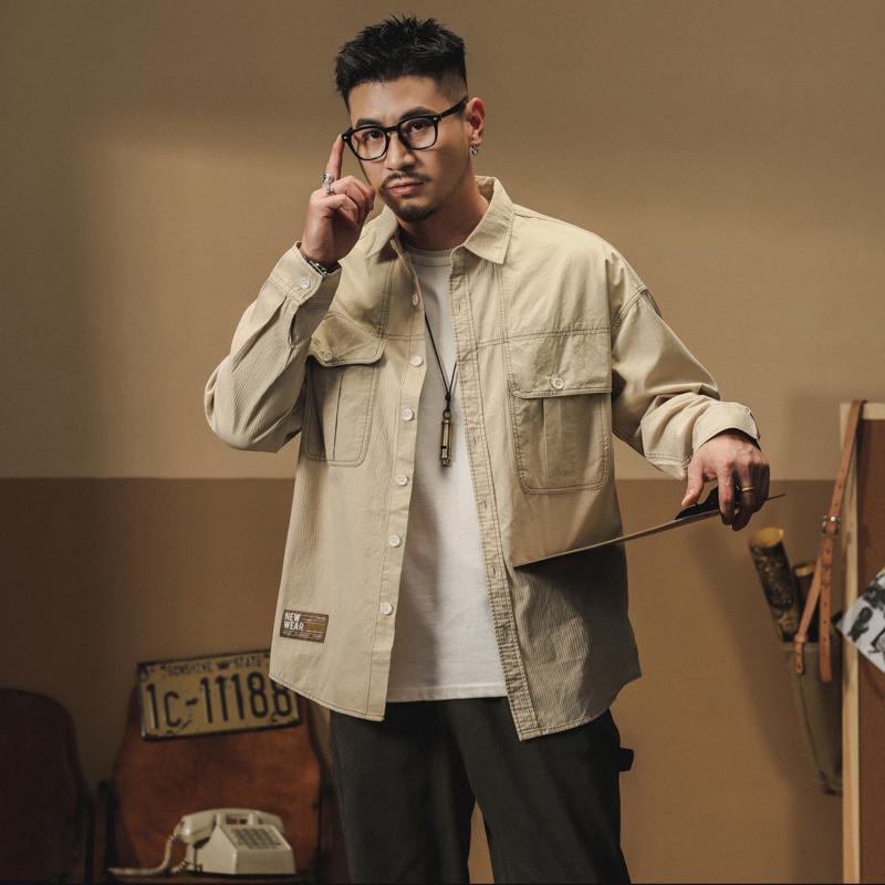 メンズ ファッション 服 男性用 オシャレ シンプル 大人 かっこいい ストリート レトロ ワークシャツ 長袖 アイロンフリー シャツ ゆったり カジュアル ジャケット