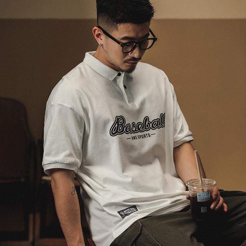 メンズ ファッション 服 男性用 オシャレ シンプル 大人 かっこいい ストリート プリント 半袖 Tシャツ 綿 ポロ シャツ アメリカン レトロ カジュアル トップス