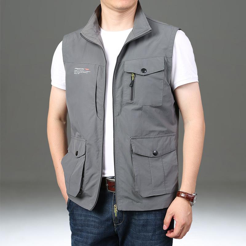 メンズ ファッション 服 男性用 オシャレ シンプル 大人 かっこいい ストリート ベスト スタンドカラー 速乾 ウエスト コート アウトドア レジャー マルチ ポケット ワークウェア ジャケット
