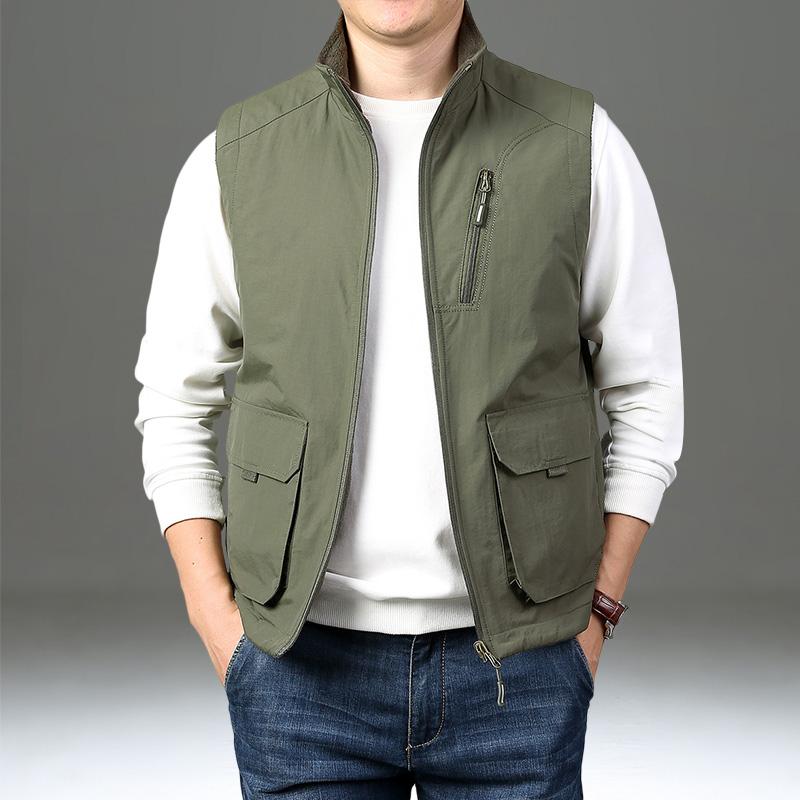 メンズ 流行り物 服 成人男性用 オシャレ 分かりやすい 成年者 かっこいい 表どおり  ゆったり 気が大きい大きさ フリースベスト 天鵝絨 照明ランプ色合い 細工物 より良い 上衣