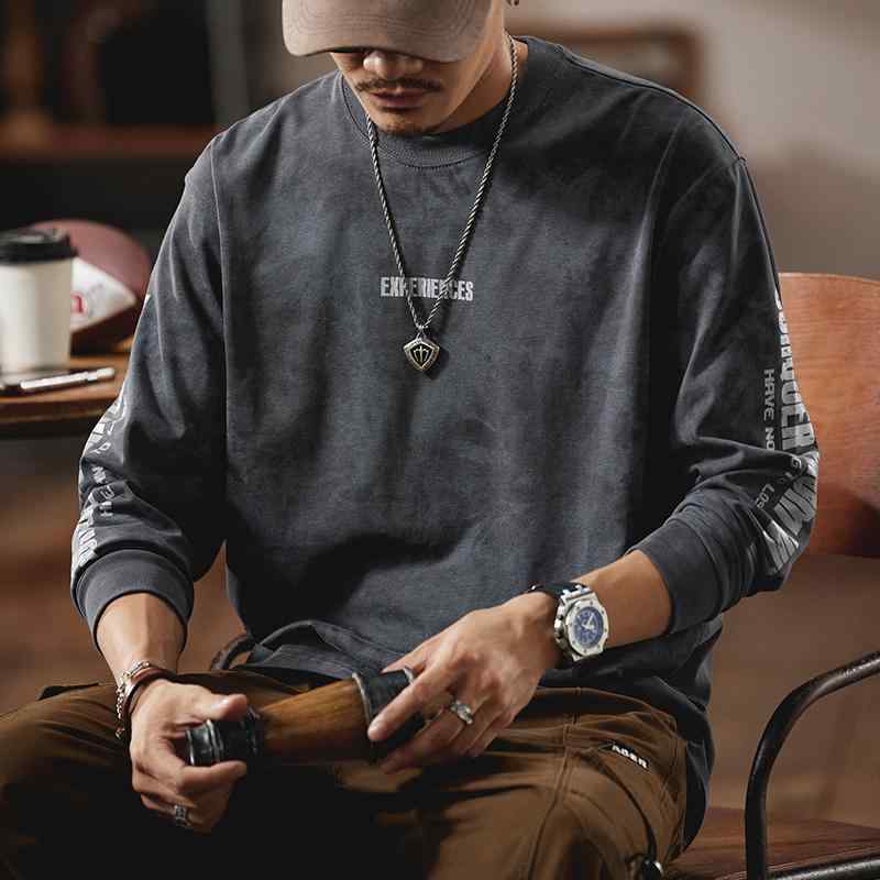 メンズ ファッション 服 男性用 オシャレ シンプル 大人 かっこいい ストリート 長袖 Tシャツ アメリカン ヘビー プリント トップス ゆったり 大きいサイズ セーター レイヤリング